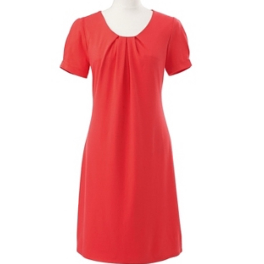 Travelsmith coral red short sleeve wrinkle resistant midi shift dress size XL